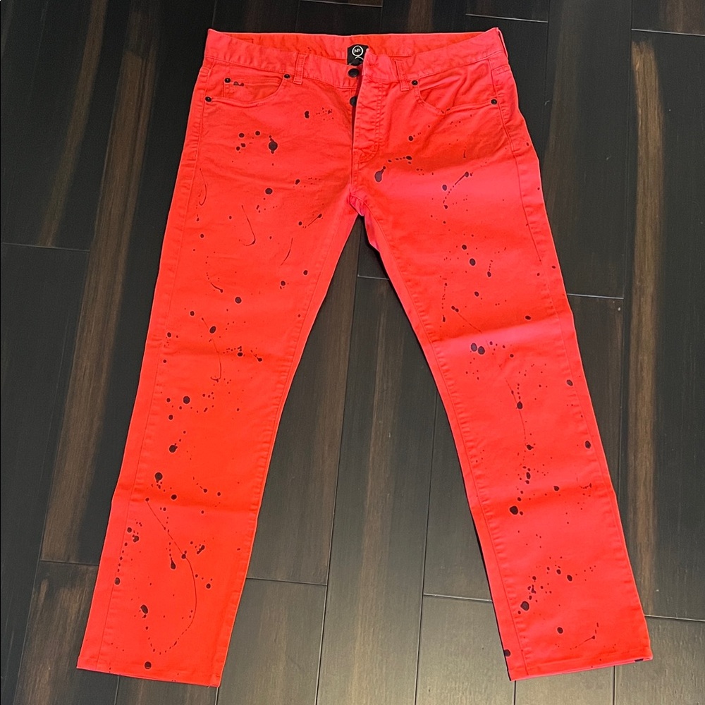 Alexander McQueen Men’s Vibrant Red Splatter Jeans